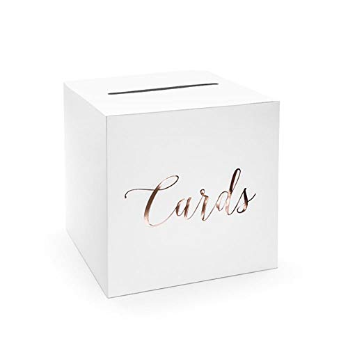 PartyDeco Geschenkbox, Gastgeschenk, Hochzeitsbox, Geldbox, Kartenbox - 24 x 24 x 24 cm - Geschenkkartenbox für Hochzeitsempfänge, Geburtstage, Abschlussfeiern, Braut-, Babypartys - Rose Gold