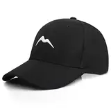 Momoshe Cap Herren Schwarz Damen Basecap Baumwoll Männer Verstellbar Baseball Kappe Running Polo Bergspitzen Stickerei Atmungsaktiv Cappy Sport