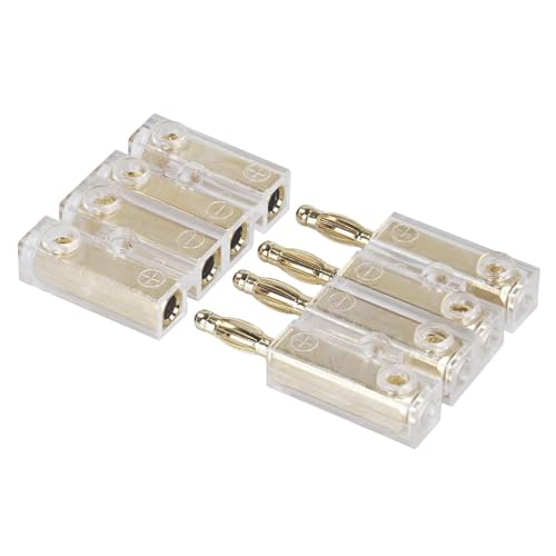 DONOONIS Bananenstecker Buchse,Lautsprecher Stecker,Lautsprecherkabel Verbinder,4-Fach Kabel-Steckverbinder Bananenstecker,Kupplung Soundboard Heckablagenstecker bis 4,00qmm vergoldet