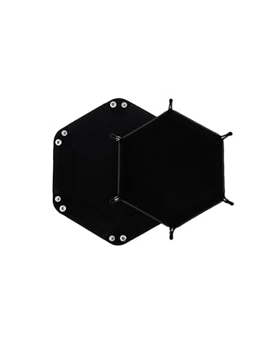 Würfelteller, Würfeltablett Klappbar Hexagon PU Leder Samt Halter für Dungeons and Dragons RPG Spiele - Faltbares Sechseck-Würfelspiel-Tablett mit Aufbewahrungsbox (Schwarz)