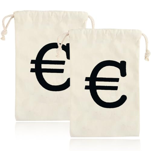 2 Stück Geldsack Münzbeutel, Segeltuch M ünzbeutel, Geldbörsen Bankräuber, Geldsack Dieb, Geld Sack, Stoffsack, Wild West Bank Beutel,