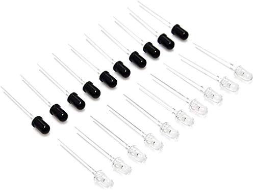 Hailege 20pcs 5mm 940nm LEDs Infrarot Emitter und IR Empfänger Diode für Arduino 5MM Infrarot 10 Emission + 10Empfänger Röhre (Packung mit 10 Paaren)