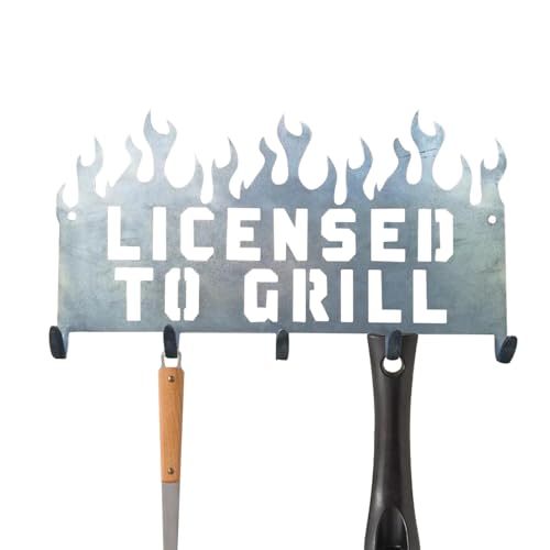 Grillutensilienhalter - Besteckhalter für Grill aus Edelstahl mit 5 Haken | Utensilienhalter für Grill- und Küchenutensilien | Kleiderhaken