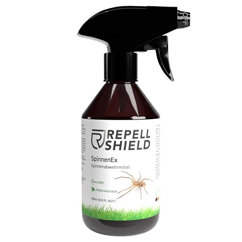 RepellShield Anti Spinnenspray - 250ml - Ultrakonzentriertes Pfefferminzöl zur Spinnenabwehr - Ohne Rückstände - Innen- & Außenanwendung - Spinnen Abwehrmittel, Anti Spinnen Spray