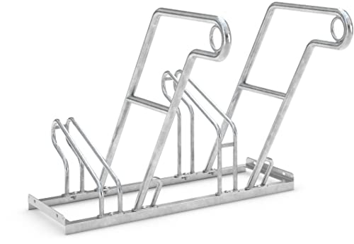 Anlehnparker 2602 XBF | Fahrradständer einseitig | für 2 extra breite Fahrräder | erweiterbar | Abwechselnde Hoch-/Tiefeinstellung | mit Anlehnbügel | Fahrradparker Bodenparker Mehrfachständer