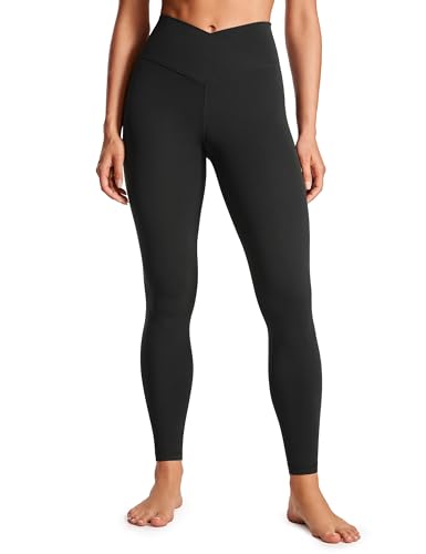 CRZ YOGA Damen Butterluxe Cross Waist Workout Leggings V Cross High Waist Bauchkontrolle Lounge Yoga Leggings - 71cm Schwarz 40