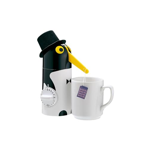 Küchenprofi Teezubereiter Tea Boy, mechanischer Teebeutel Entferner mit integrierter Eieruhr als Teewecker, lustiger Tee Pinguin Timer mit Hut als Geschenkidee, Küchen Gadget für Teeliebhaber, 7.5x14x20.5 cm