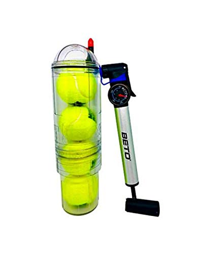 TUBOPLUS POLICARBONATO UG-965T-RORR Tubox4 Crystal + Pumpe mit Manometer Beto-Tennis-und Paddelbälle, Transparent, 4 Pelotas