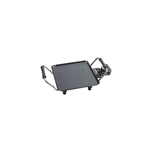 Bestron elektrischer Tischgrill, kleine Plancha-/Teppanyaki-Grillplatte mit Antihaftbeschichtung, Grillspaß für bis zu 2 Personen, 1.000 Watt, Farbe; Schwarz, 21 x 21 cm