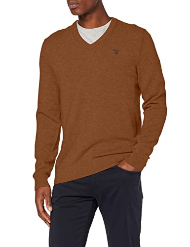 GANT Herren MD. Extrafine Lambswool V-Neck Pullover, Butternut Melange, XS