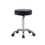 Grace&Grace Höhenverstellbar Rollhocker Drehhocker Mit Rollen Arbeitshocker Massagehocker Medizinischer Stuhl Drehstuhl Bürohocker Sitzhocker Kücheocker (No Backrest with Casters-Classic Flat, Black)