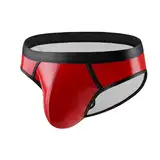 NAFING Wet-Look Herren Boxershorts Latex Herren Sexy Strings Lack- Optik Hipster Männer Slip Pants Erotik Dessous Unterwäsche Große Größen Slips Penisloch Unterhose Latex Kurze Hose Herren Sexy Thong