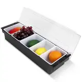 Zutatenbehälter mit 5 Fächern, großer Kunststoff-Gewürzhalter, Bar, Obstkorb, Salat, Tacco, Cocktail, Garniertablett für Snackstation, Buffet, Pizzabelagstation(5 Compartment)