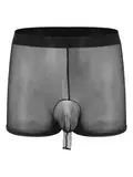 Fldy Herren Transparente Nylon Boxershorts Mit Offene Penishülle Sexy Durchsichtige Unterhose Erotische Höschen Schlüpfer Fetisch Reizwäsche Schwarz Einheitsgröße