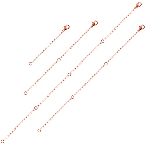 4 Stück Halsketten Verlängerungsketten, Edelstahl, Goldkette, Halskettenverlängerung, Verlängerungsketten für Schmuck, Gold, Halskette, Armband, Fußkettchen (4 Größen, Roségold)