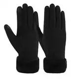 ZASFOU Damen Winter Warm Touchscreen Handschuhe mit Fleece Gefütterte Strick winterhandschuhe für Kaltes Wetter,Schwarz,L