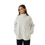 FP DE POWER FLOWER Damen Sherpa Fleece-gefütterter Zip Up Mantel Teddy Fleece Winterjacke für Frauen Stehkragen Zip-up-Strickjacke mit Taschen (L-XL, LY155-White)