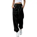 EBANKU Damen-Jogginghose mit Cinch-Bottom und Taschen, einfarbiger Trainingsanzug, Baggy-Hose mit elastischer Taille für lässiges Hip-Hop, Fitnessstudio und Joggen