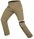 Hiauspor Wanderhose-Herren-Zip-Off-Outdoorhose-Sommer-Leicht-Trekkinghose-Atmungsaktiv-Schnell-Trockend-Funktionshose-Softshellhose-mit-5-Tiefe-Taschen (L, Khaki)