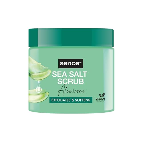 Sence Aloe Vera & Salz Body Scrub, Vegan, mit Vitamin A, Vitamin C und Zitronensäure, Beauty Skincare Peeling mit Meersalz, Peeling und Massage für eine gesunde Haut (1 x 500g)