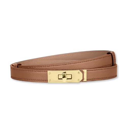 LumiSyne Damen Skinny Ledergürtel Klassisch Einfarbig Legierung Drehverschluss Verstellbarer Dünner Gürtel Schmaler Taillengürtel Dekorativen Für Kleider Jeans Hosen Mantel