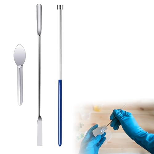 Kapselfüllmaschinen Kit, Mikrolöffel Spatel, Edelstahl Medizinlöffel, Doppelkopf Pillenhalter Schaufel Probenlöffel, Lab Micro Reagent Scoop, Laborlöffel, Lab Stainless Steel Sampling Spoon, 3PCS