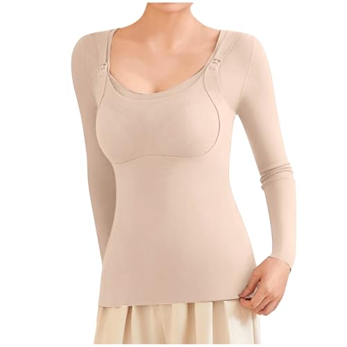 Damen Stillen Thermounterwäsche Thermo Langarm Base Unterwäsche Milch Still-BH Oberteil Langarmshirt Warm Unterhemd Funktionsunterwäsche für Schwangerschaft Nursing Top