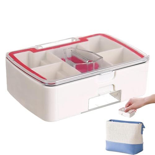 Pillendose mit Cutter, Pillendose mit Cutter – Medikamentenbox mit Splitter für multifunktionales Tablet | Pillenschneider und Pillenschneider, täglicher Gebrauch, sicheres Schneiden