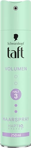 Schwarzkopf Taft Haarspray Volumen (250 ml), Haltegrad 3 Haarstyling, Haarspray für alle Haartypen, Volumen-Haarspray, vegane Formel*