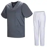 MISEMIYA - Unisex-Schrubb-Set - Medizinische Uniform mit Oberteil und Hose 817-8312-BLANCO - Medium, Grau