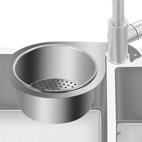 Multi-Functional Drain Basket, Siebkorb Spüle, 2024 Neuestes Edelstahl Schwan Spüle Sieb Korb Wasserhahn Hängender Filterkorb, Neuestes Abflusssieb Küchenspüle, Eckspülbecken-Sieb Küchenspüle Korb