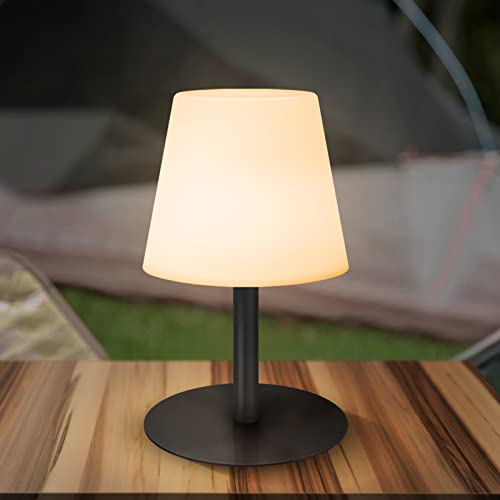 Led Akku Outdoor Tischlampe,LED Modern Creative dimmbaren led tischleuchte kabellos,USB Aufladbare Akku Lampe Outdoor für Schlafzimmer,Gästezimmer,Terrasse, Ihren Balkon(A-Schwarz)