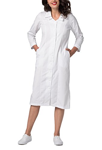 Adar Universal Damen medizinisches Kleid - Kleid mit gesticktem Kragen - 2801 - White - 6