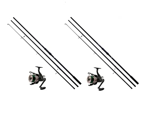 Lineaeffe 2X Karpfenset - Karpfenschnur 3,60m / 3,00lbs - Spinning - Fischruten-Rollen-Kombination - Schwarz - Graphit - Beidhändig