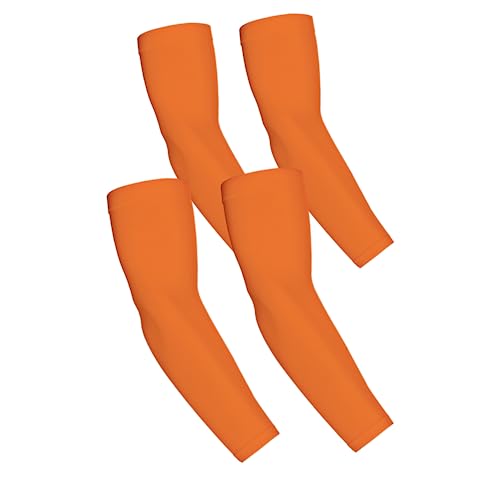 KUHNMARVIN 2 Paar Armstulpen für Herren/Damen, Tattoo, Volleyball, Softball, Pickleball, Kompressionsmanschetten, Orange/Abendrot im Zickzackmuster (Sunset Chevron), M (pack1)