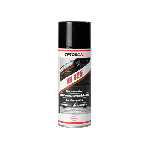 Teroson VR 625, Rostumwandler auf Basis von Kunstharzen, Spray zur Behandlung von verschiedenen Rostformen, Rostumwandler Spray mit Grundierung, 1x400ml