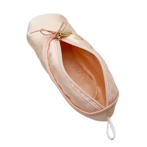 BELOWSYALER Aufbewahrungstasche, Rosa Ballettschuh-Make-up-Tasche, Satin, Reißverschluss, Perfekt für Ballett-Enthusiasten und Schreibwarensammler