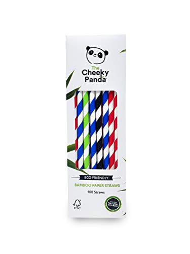 The Cheeky Panda Bambus Strohhalme Papier Bunte | 100 x Cocktail Strohhalme | Stark und Langlebig