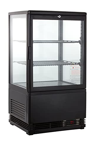 GastroHero Kühlvitrine ECO 58 Liter, LED-Beleuchtung, 2 Roste, schwarz Gastronomiebedarf