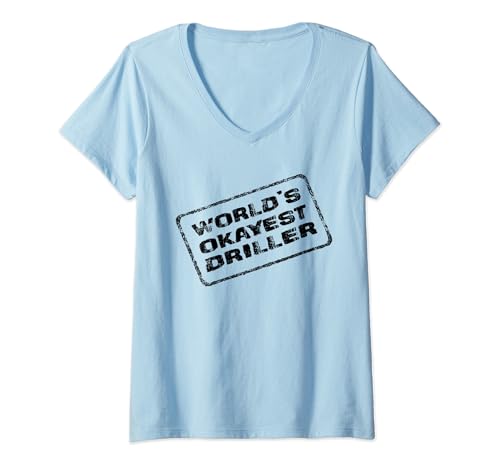 Damen Der Okayest Driller der Welt Lustiger sarkastischer Reparaturunternehmer T-Shirt mit V-Ausschnitt