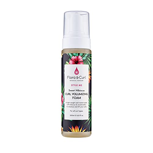 Flora & Curl Sweet Hibiscus Curl Volumizing Foam Lockenschaumfestiger für überragende Fülle, Volumen und Sprungkraft, auf pflanzlicher Basis mit Hibiskus, tierversuchsfrei, 200 ml