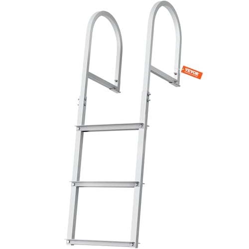 VEVOR Dockleiter 3 abnehmbare Stufen 227 kg Tragkraft, Ponton-Bootsleiter aus Aluminiumlegierung mit 8 cm breiter Stufe und Rutschfester Pedalen, für das Einsteigen in Schiffe/Seen/Schwimmbäder