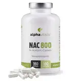 NAC 800 Kapseln - N-Acetyl-L-Cystein 800 mg pro Kapsel - 180 Kapseln - hochdosiert & vegan - hohe Bioverfügbarkeit und Verträglichkeit - Beste Qualität von Alphavitalis