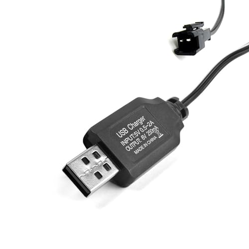 USB-Ladekabel 6V SM-2P Stecker mit LED-Ladeanzeige für Li-Ion, NI-MH Akku, Modellbau, RC Fahrzeug, Auto, Car, Drohne, Bagger, Beleuchtung, Spielzeug, Elektronische Geräte, Werkzeuge, DIY Bausatz