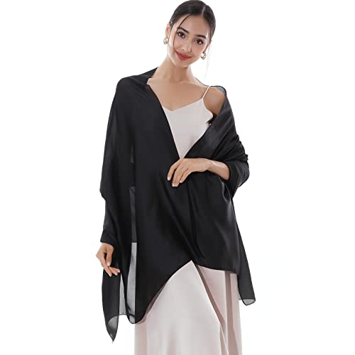 RIIQIICHY Stola Damen Festlich Fur Abendkleid Schultertuch Sommer Schwarz Chiffon Schals Tücher Pashmina stola Hochzeit