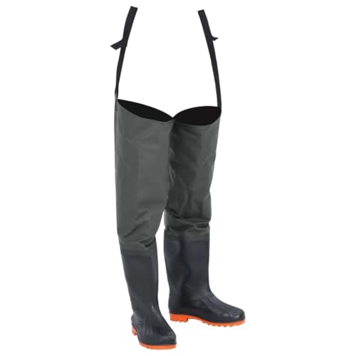 vidaXL Watstiefel, Hüftstiefel für Angler Landwirte, Anglerstiefel Wasserfest Verstellbar, Fischerstiefel Wathose, Dunkelgrün Gr. 45