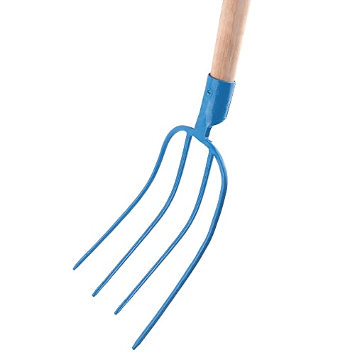 BAUSTER® Spatengabel, Heugabel, Gabel 4 Zinken für Garten mit Stiel 115cm Forke für Stall, Bauernhof hochwertigem Stahl, Dunggabel, Robust Mistgabel für den Gärtner und Landwirt, Drahtgabel