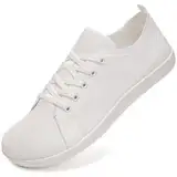 IceUnicorn Barfußschuhe Damen Herren Breite Zehenbox Traillaufschuhe Walkingschuhe Weit Füße Minimalistische Sneaker(Weiß, 39EU)