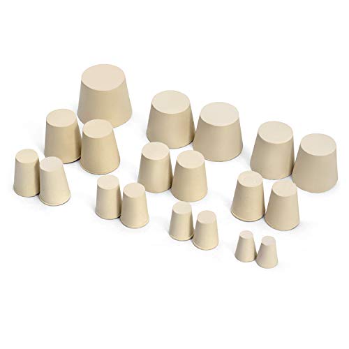 QWORK Gummistopfen, Weißer Laborstecker, 10 Verschiedene Größen 000# -7#, 19 Stück