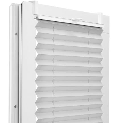 Fenster DEKOR - Plissee Klemmfix ohne Bohren Breite 130 cm x Höhe 150 cm - Fenster Plissees innen Hellgrau - Faltrollo blickdicht - Faltrollos einfach zu montieren - Blissett Rollo